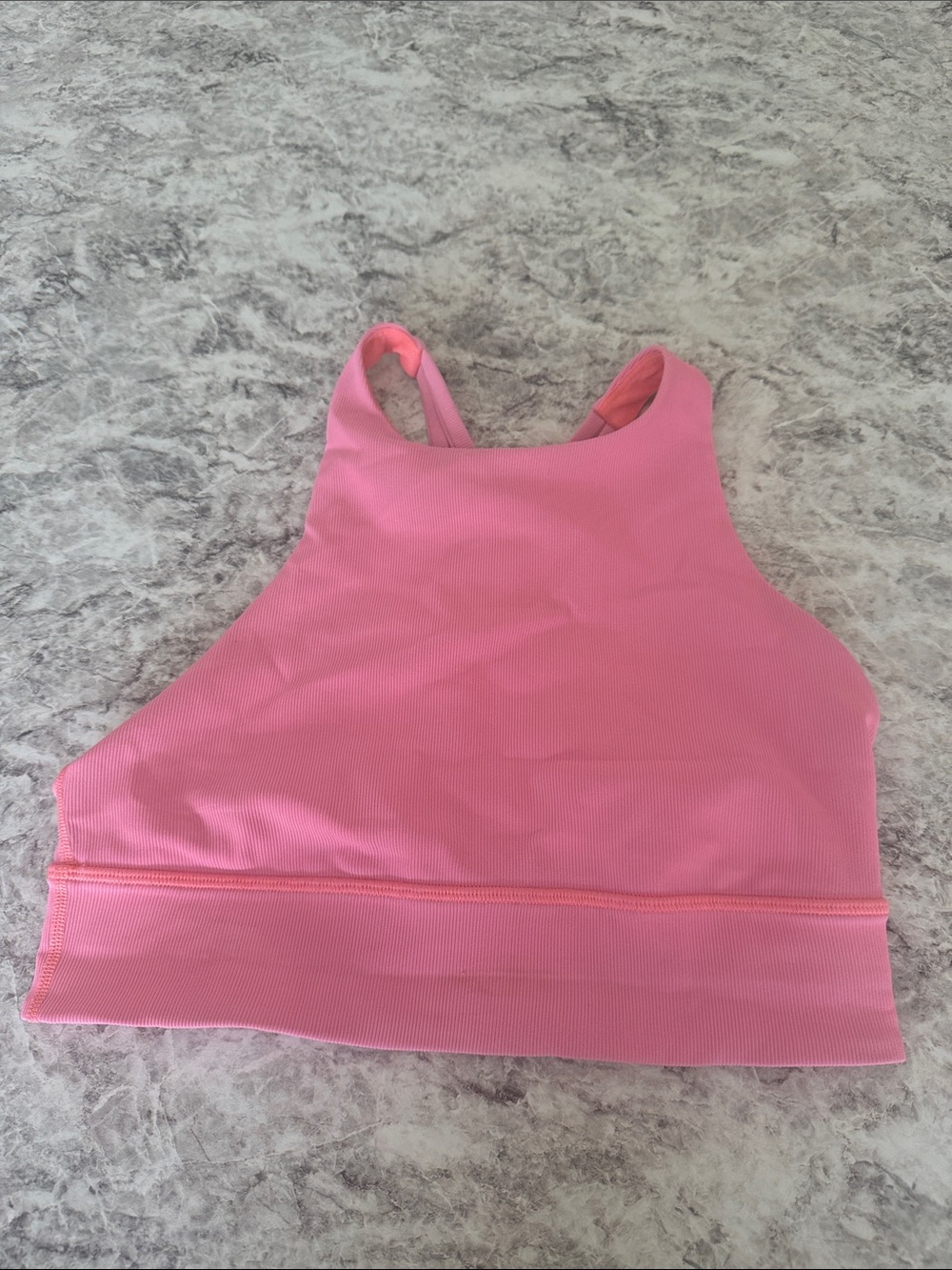 Lululemon Pink High-Neck Ribbed Sports Bra